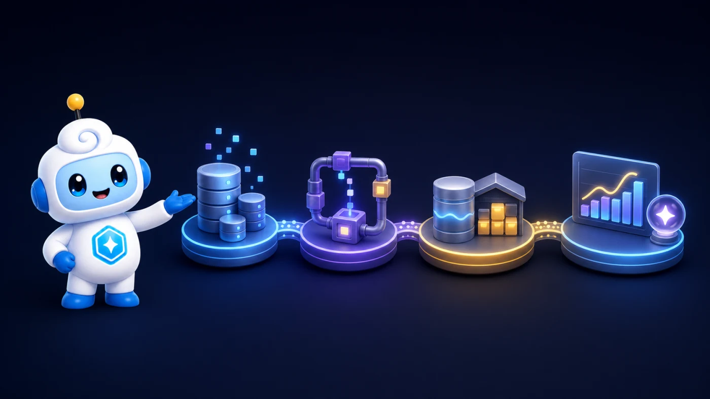 Aura presents a visual map of data sources, transformation, storage, and analysis skills.